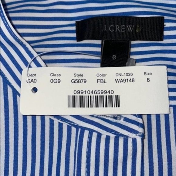 📁 J.Crew Perfect Button Down Shirt Stretch Bodysuit French Blue Stripe - Picture 5 of 10